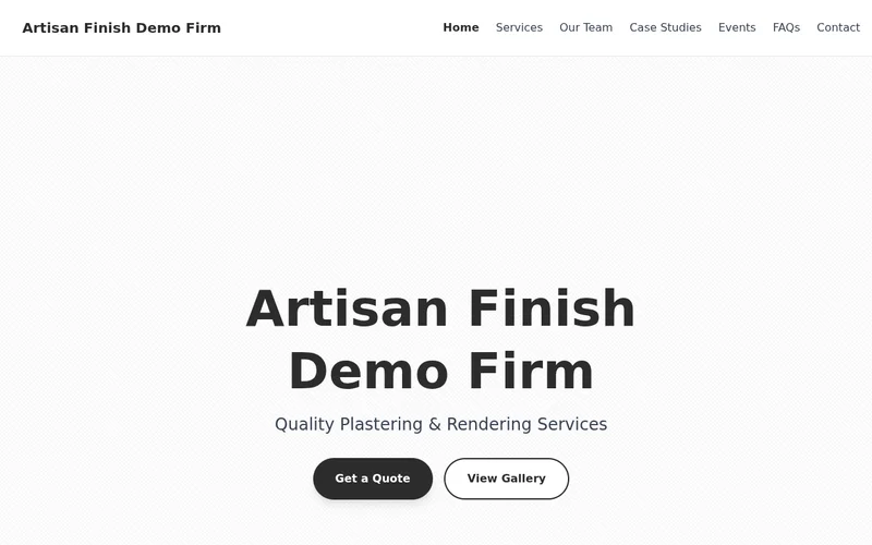 Preview of Flawless Finishes Plastering website using Artisan Finish theme